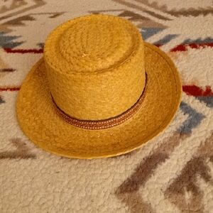 Golden Straw Hat with Tan Band